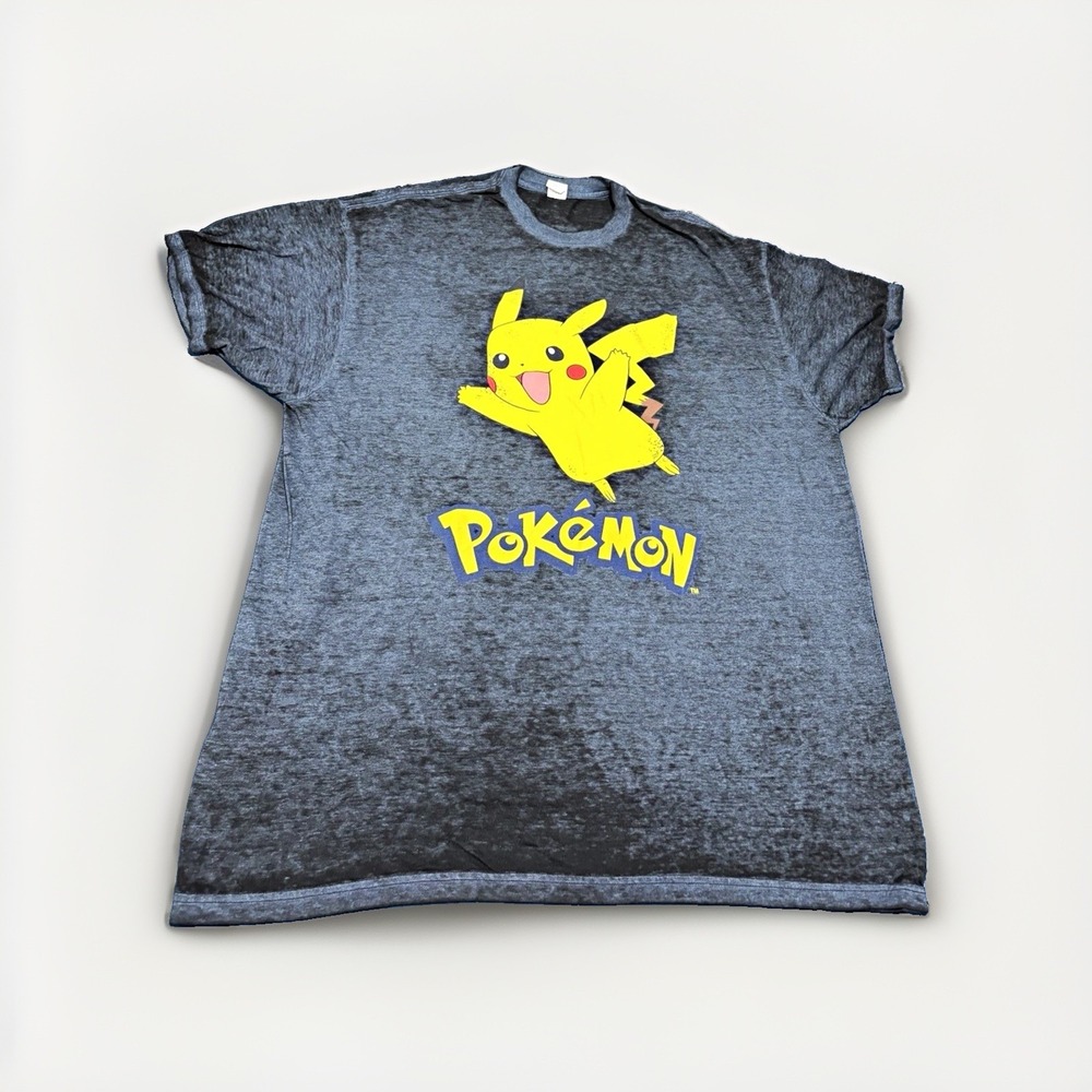 Vintage Pikachu Pokemon Shirt 2XL Optima Blue Mineral Acid Wash Graphic Tee Y2K